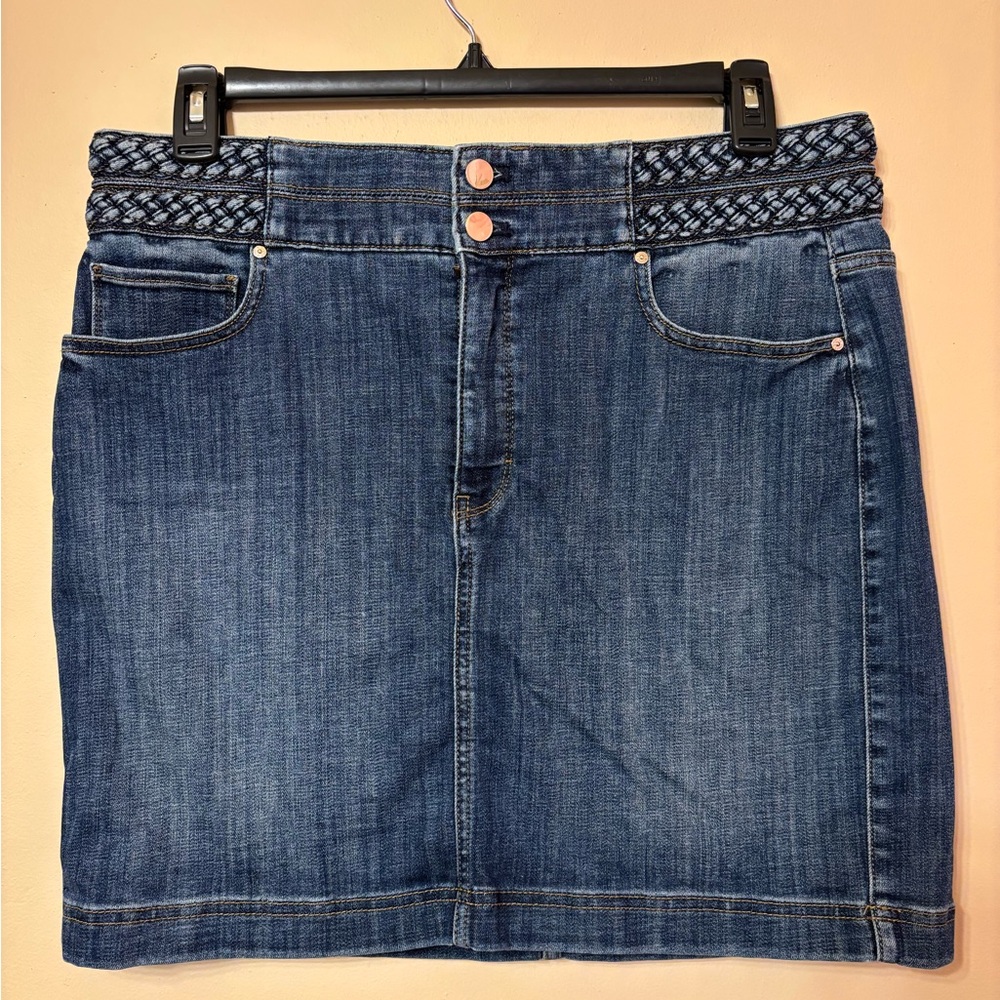 White House Black Market Blue Denim Mini Skirt